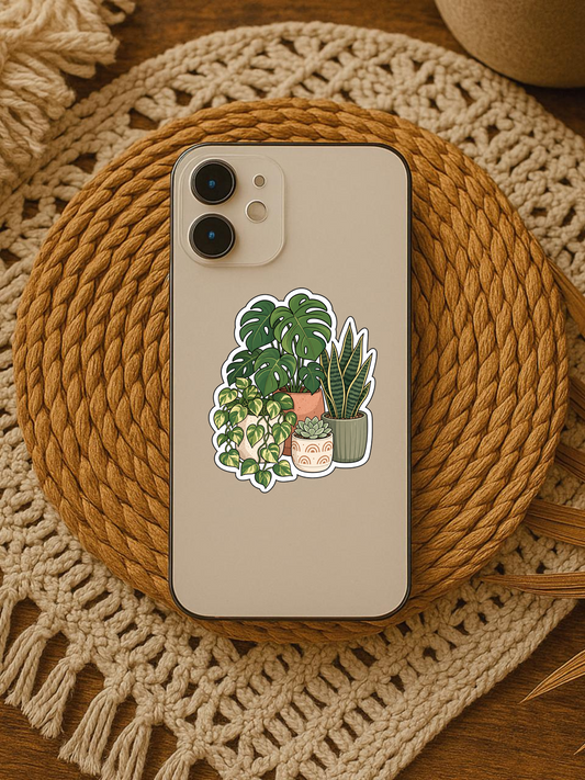 Chillin' Plants Club vinyl sticker on a phone