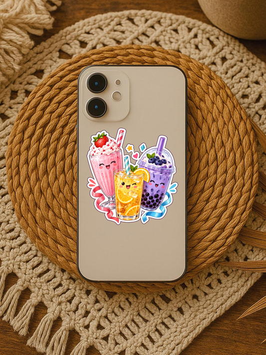 Colorful Sweet Drinks Party Sticker sticker displayed on a phone