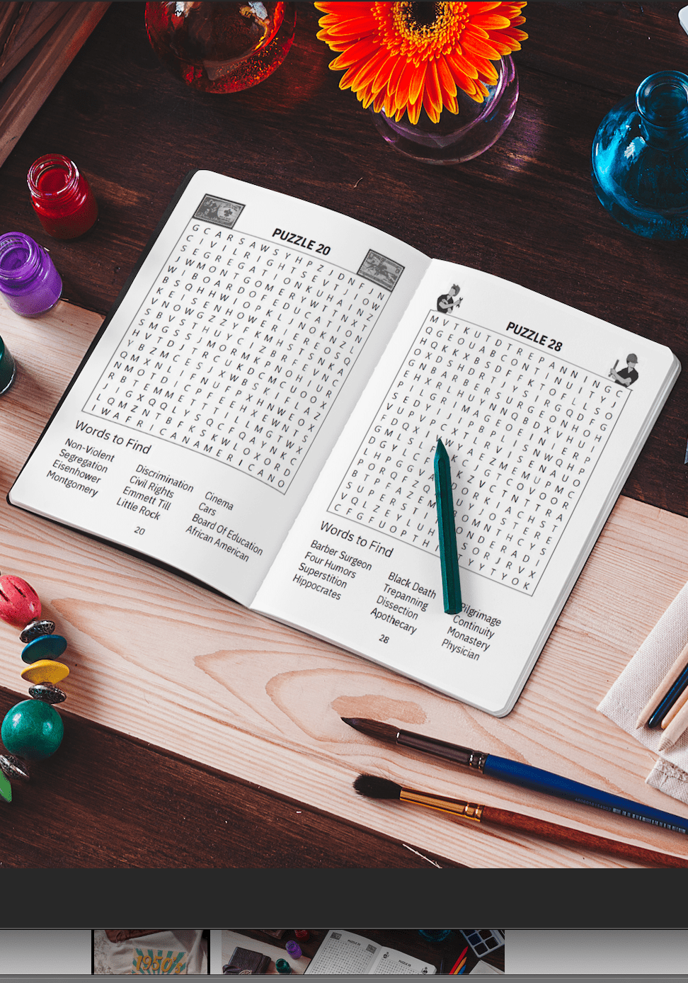 1950's Word Search Puzzle Book Large Print for all ages - Harris Creative Designs