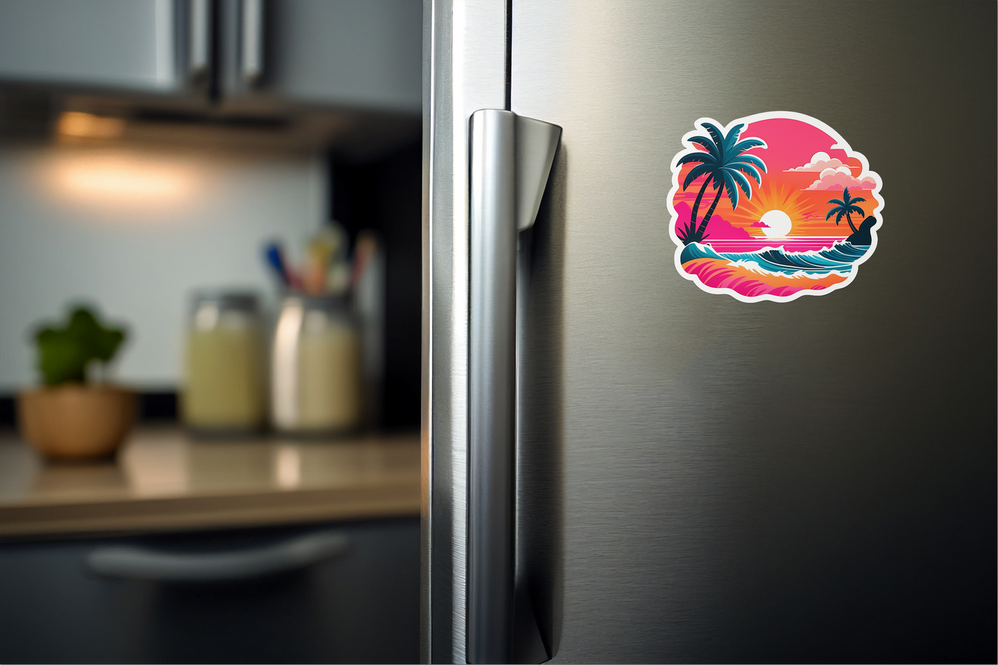 Vibrant Beach Sunset Aesthetic Vinyl Sticker