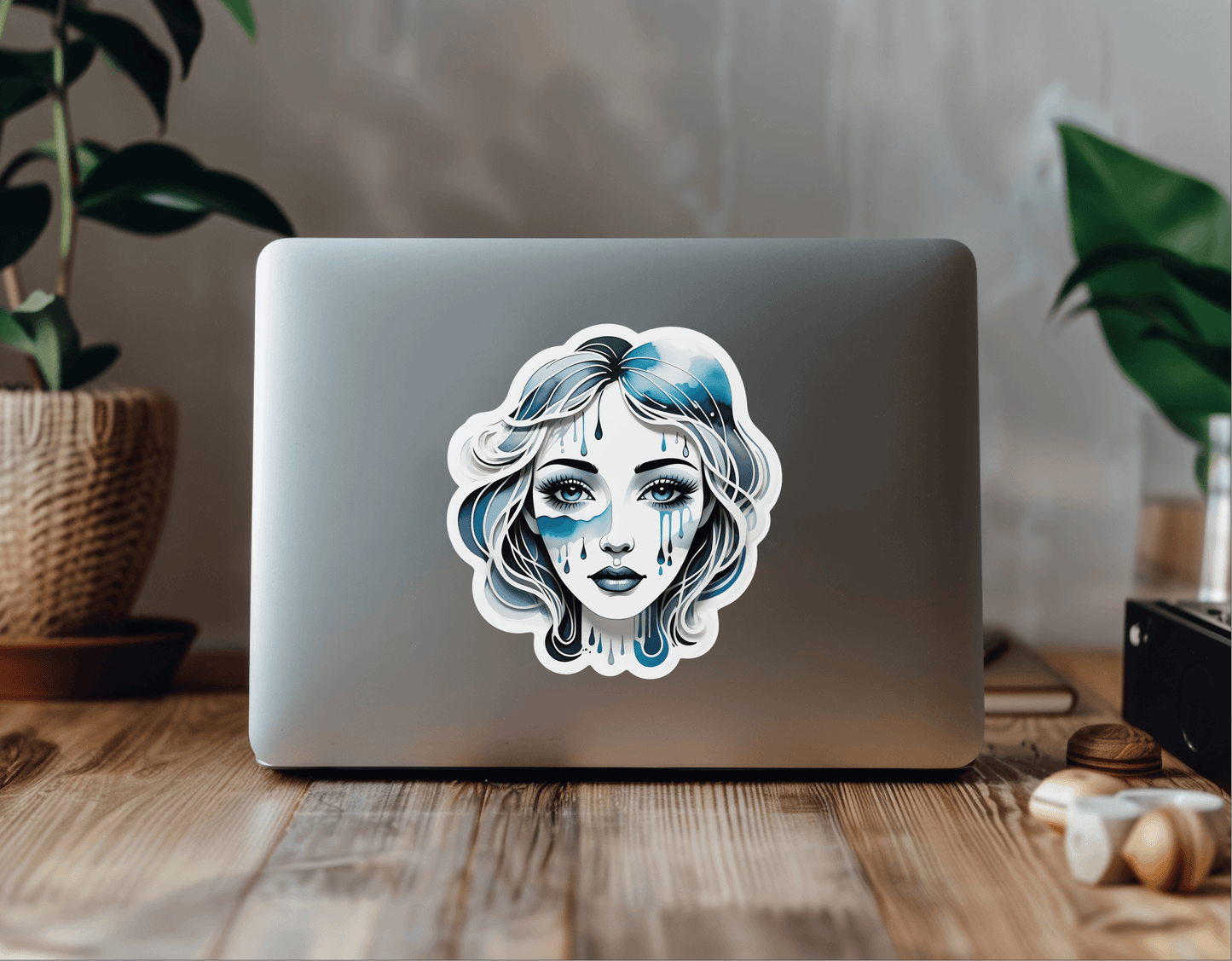 Liquid Dreams Abstract Face Vinyl Sticker