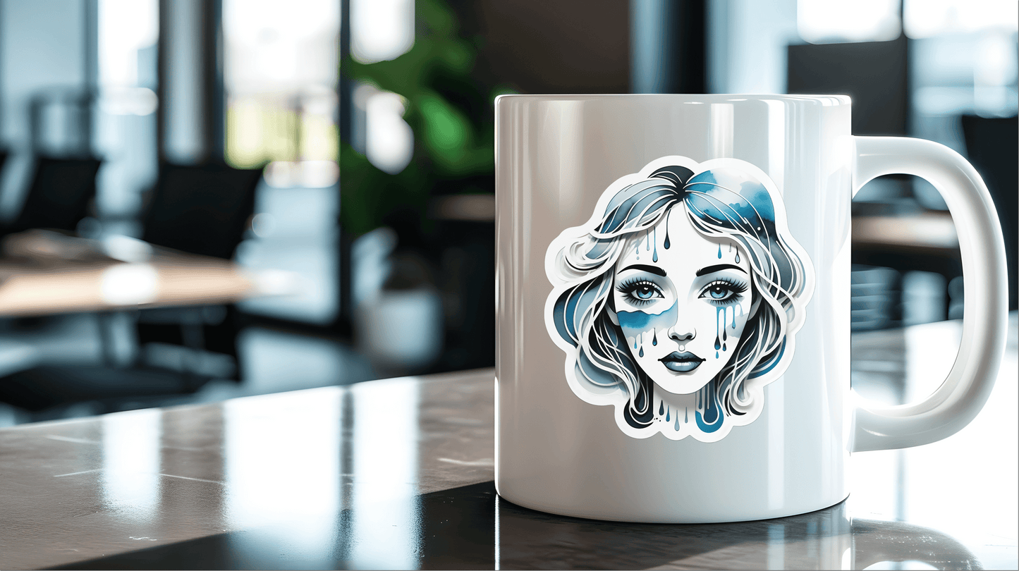 Liquid Dreams Abstract Face Vinyl Sticker