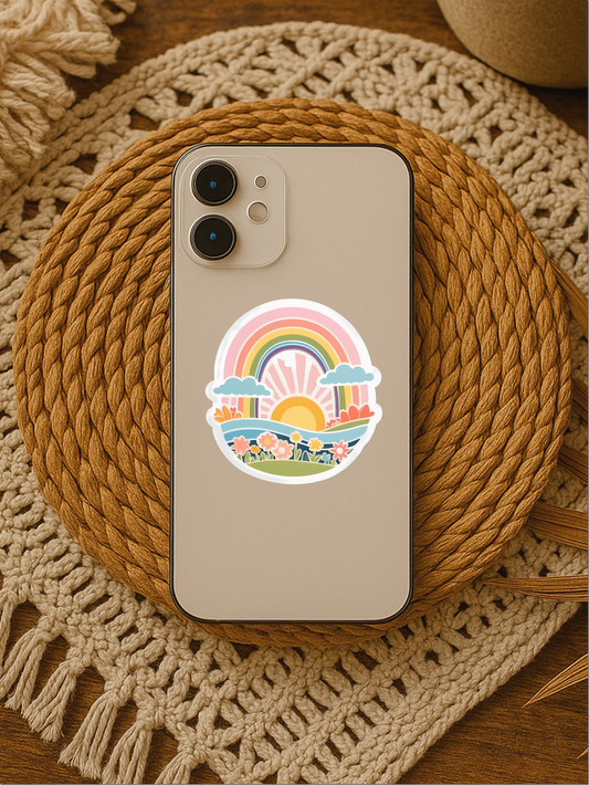 Sunniest Day Retro Rainbow Pastel Sticker