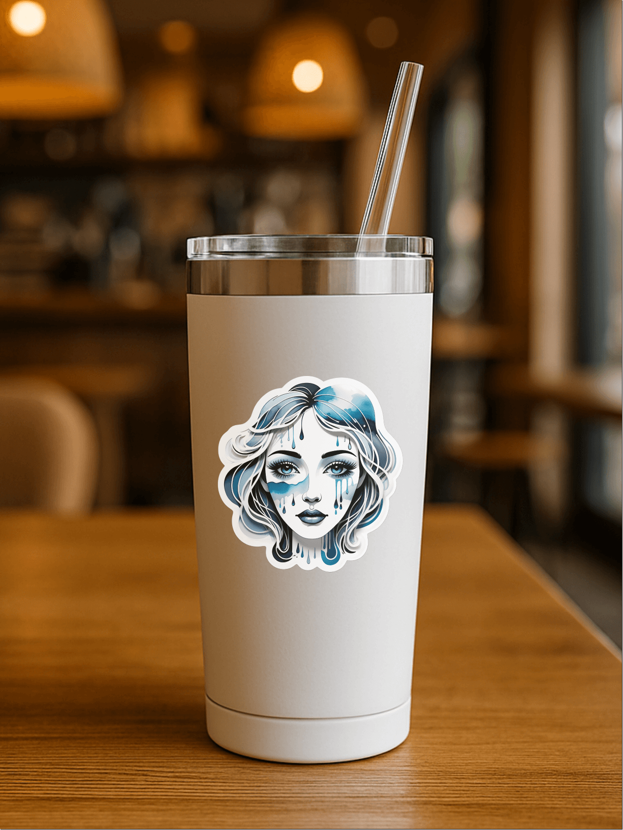 Liquid Dreams Abstract Face Vinyl Sticker