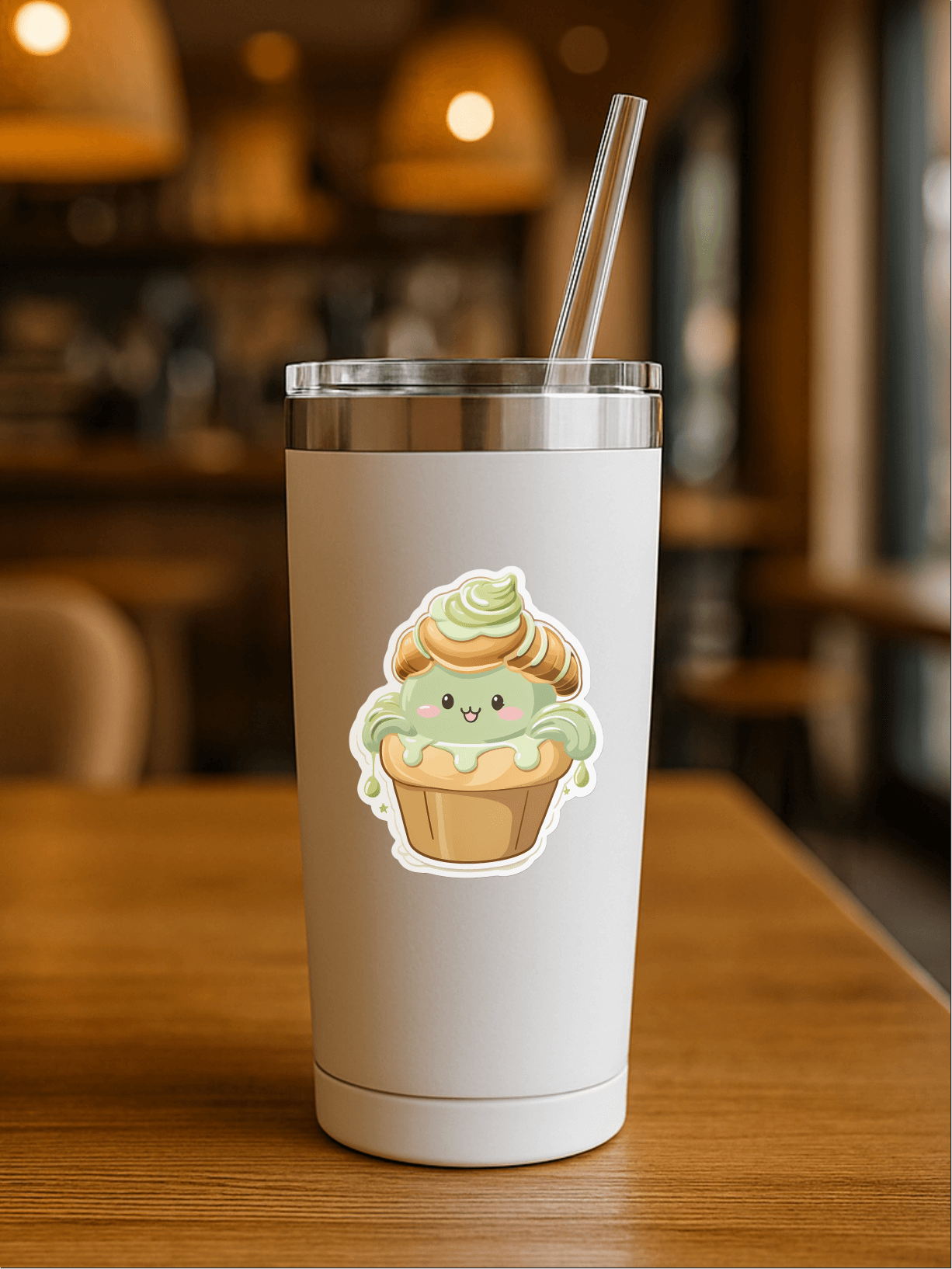 Matcha Croissant Cupcake Sticker – Cute Café Foodie Vibes
