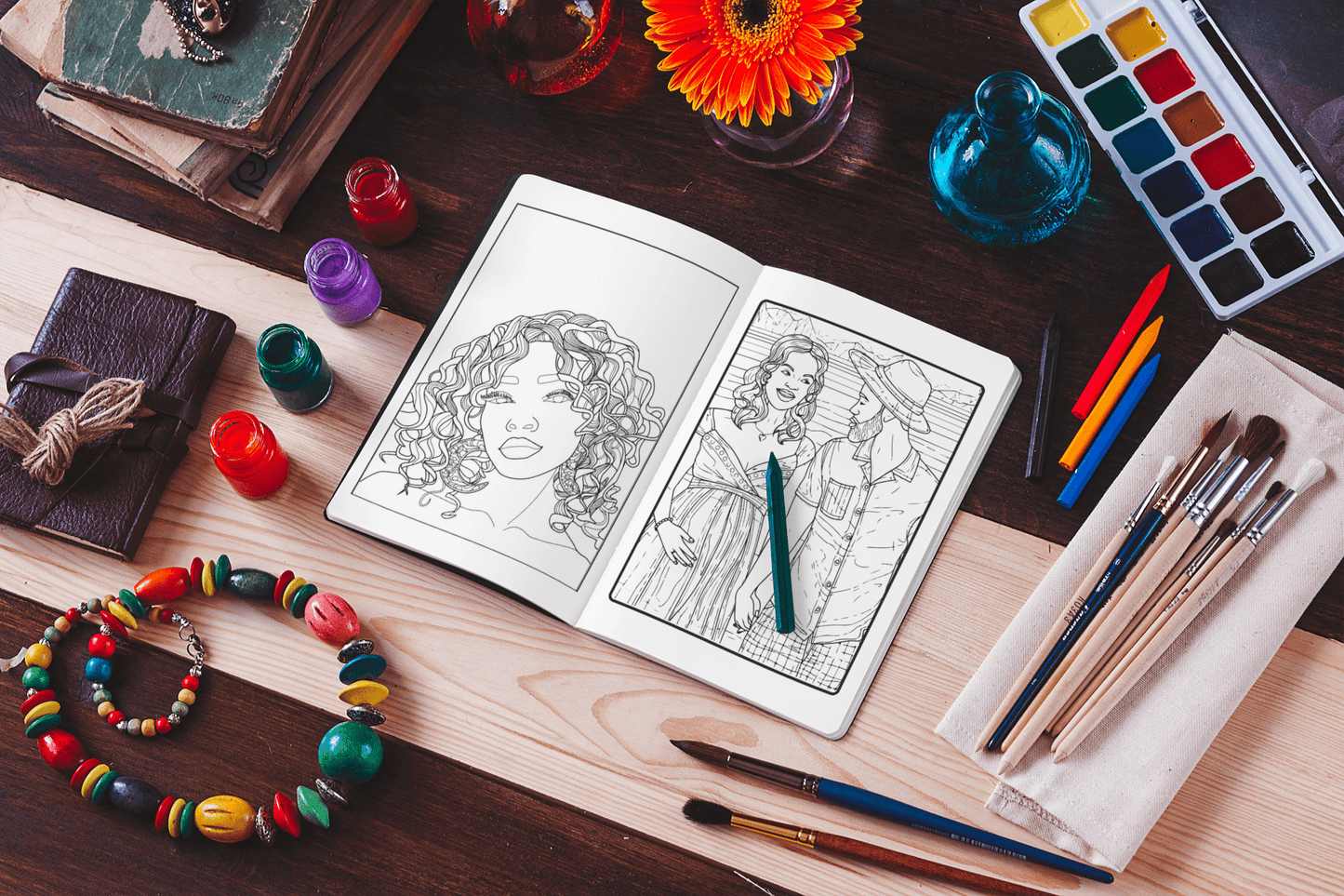 Afro - American Women Adults Coloring Book - Harris Creative Designs