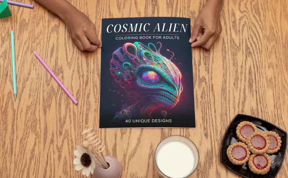 Cosmic Alien Coloring Book for Adults