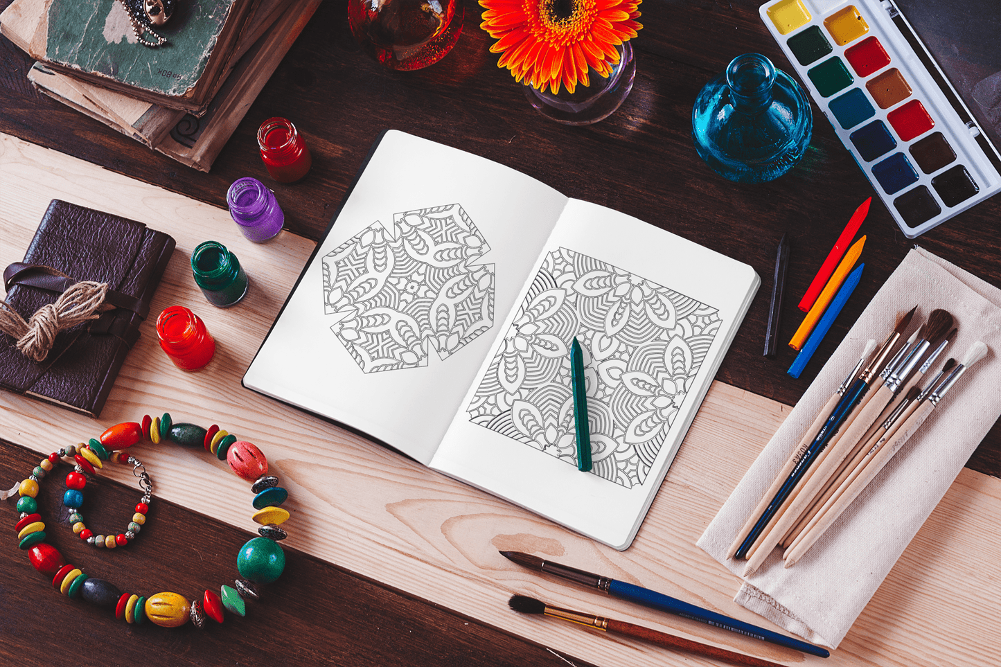 Mandala Symbols Coloring Book for Adults - Harris Creative Designs