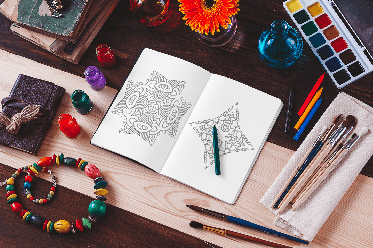 Mandala Symbols Coloring Book for Adults - Harris Creative Designs