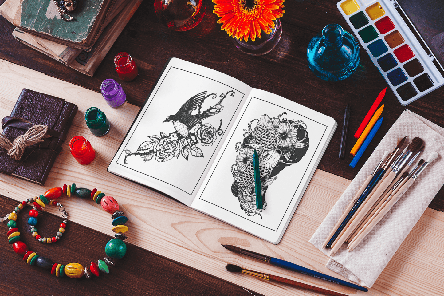 Tattoo Coloring Book for Adults - Harris Creative Designs