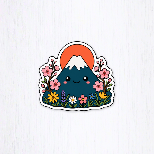 Digital-download preview of the Sunset Blossom Peak sticker design