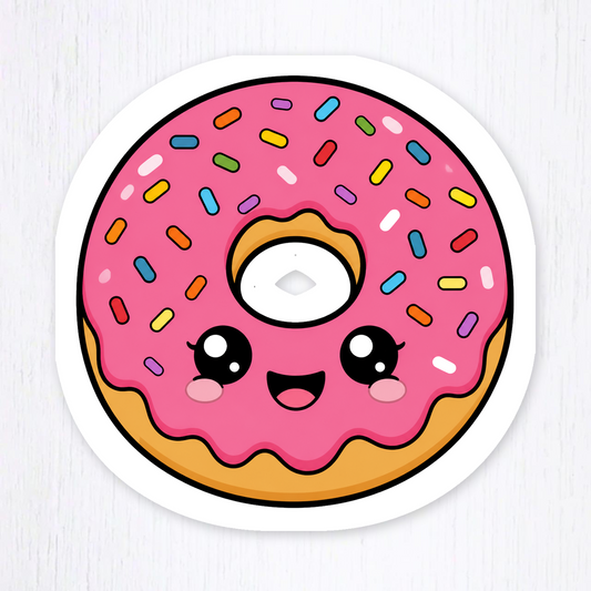 Digital-download preview of the Rainbow Sprinkle Frosted Donut sticker design