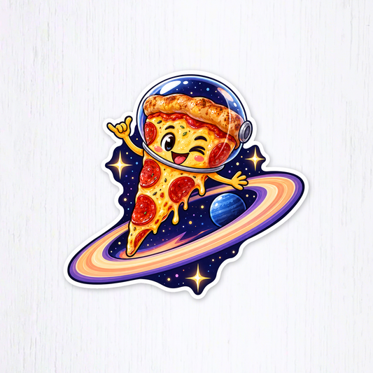 Digital-download preview of the Cosmic Pizza Slice - Fun Food Vinyl Sticker design
