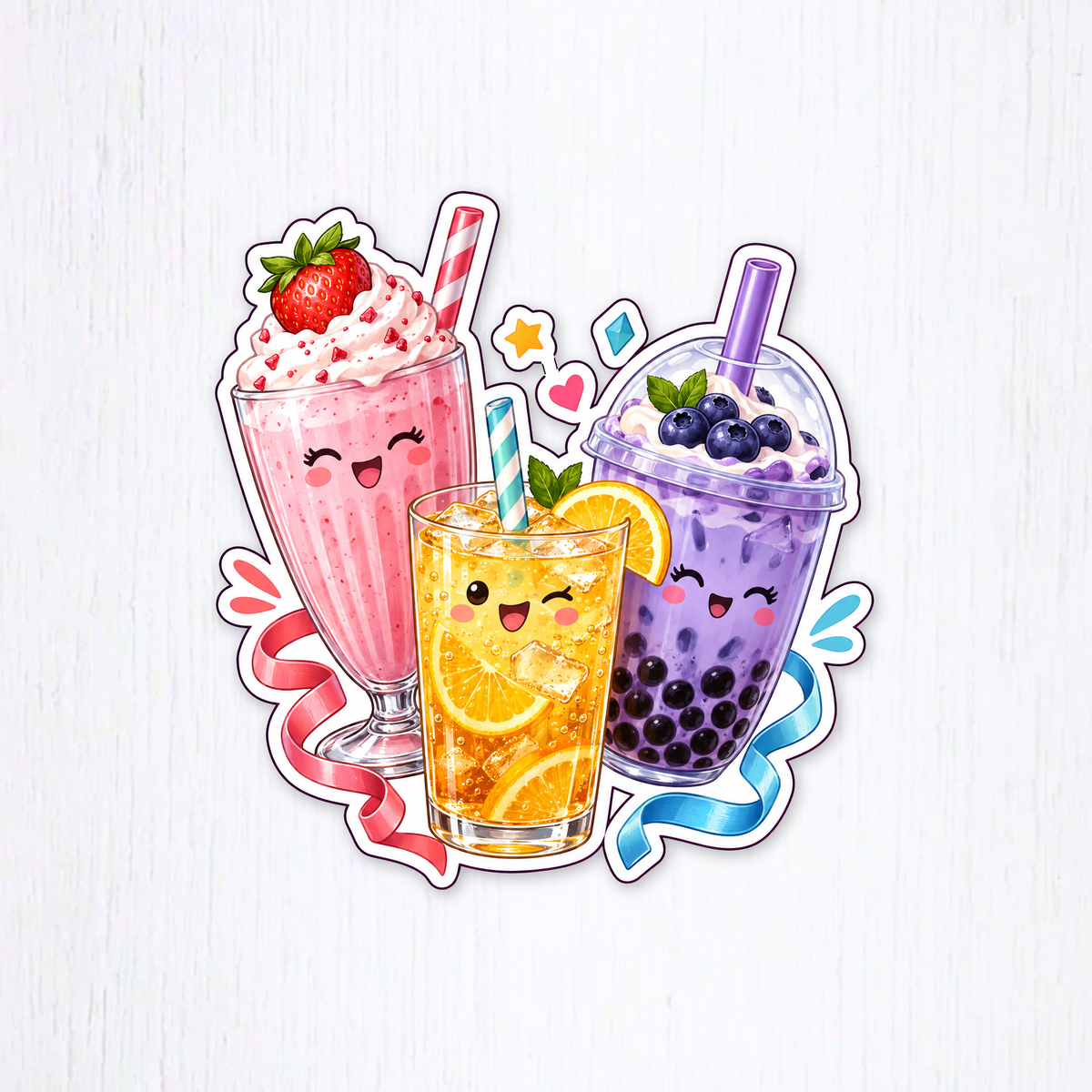 Digital-download preview of the Colorful Sweet Drinks Party Sticker design