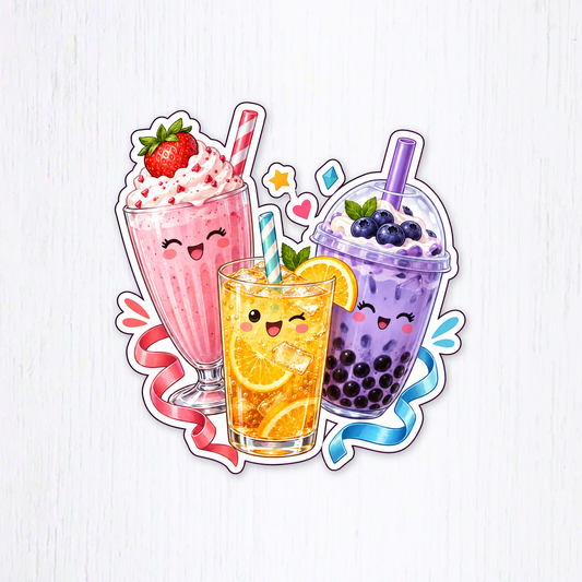 Digital-download preview of the Colorful Sweet Drinks Party Sticker design