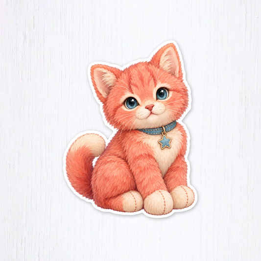 Digital-download preview of the Coral Plush Kitten Sticker design