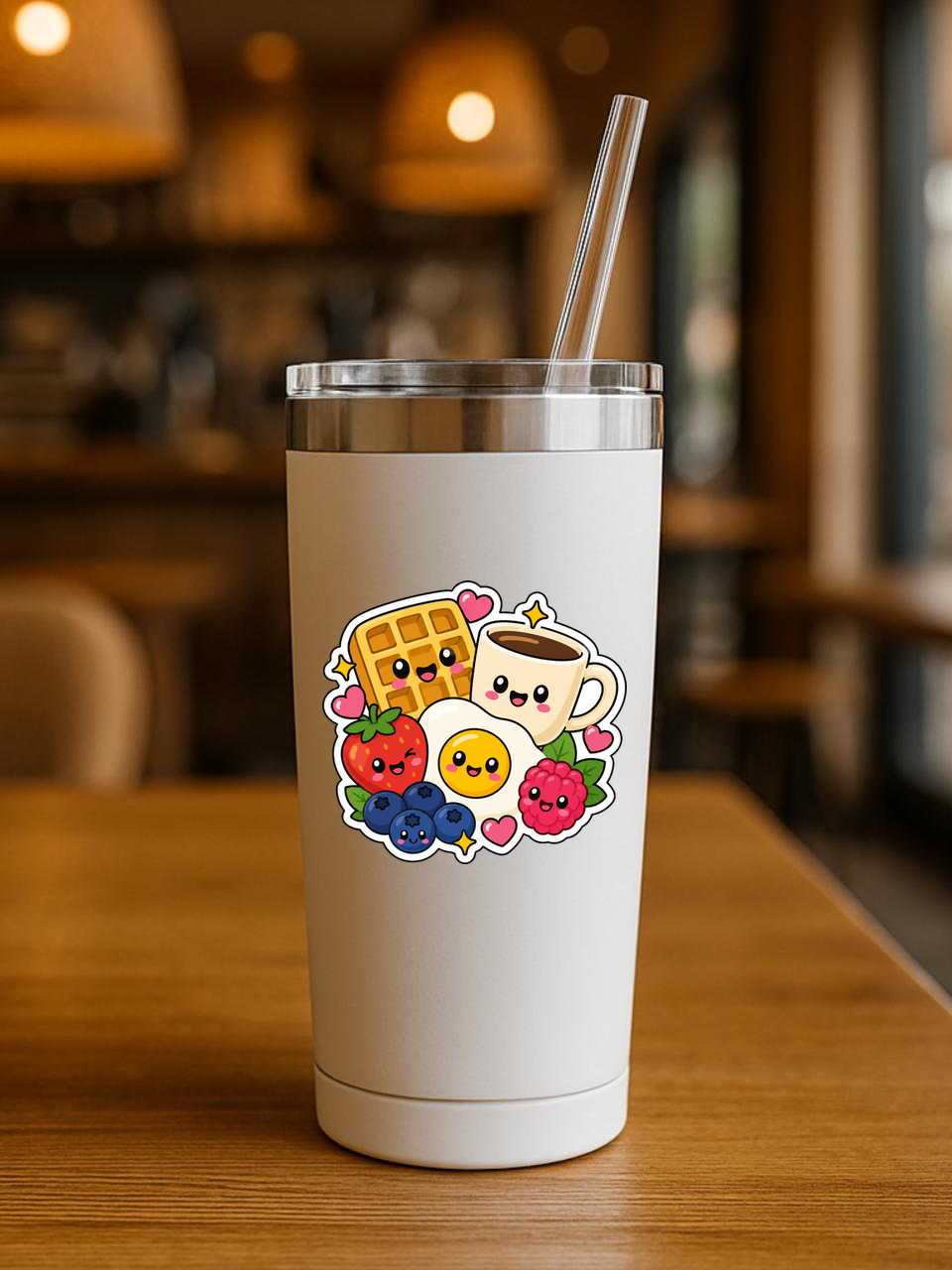 Breakfast Blend vinyl sticker on a tumbler