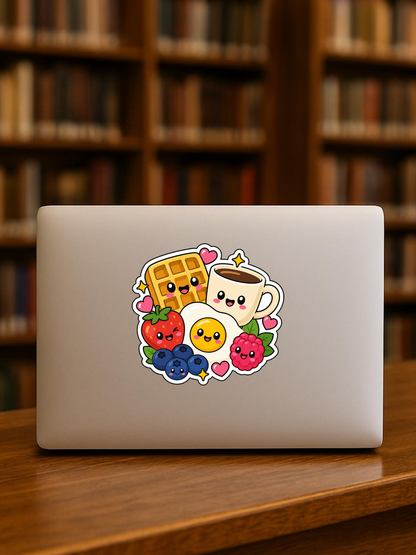 Breakfast Blend vinyl sticker on a laptop