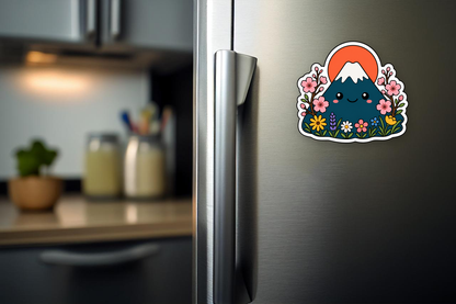 Sunset Blossom Peak flat magnet on a refrigerator
