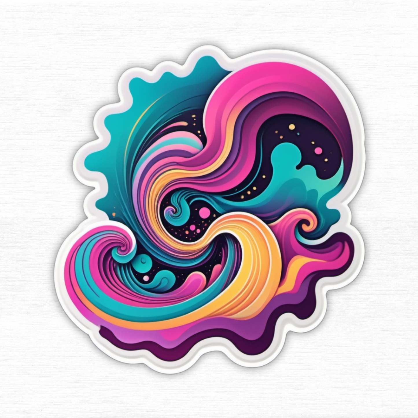 Psychedelic Muse: Abstract Dreams Edition Vinyl Sticker with vibrant swirls in various colors.