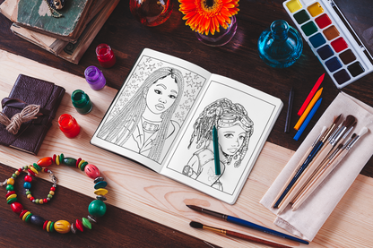 Afro-American Women Adults Coloring Book