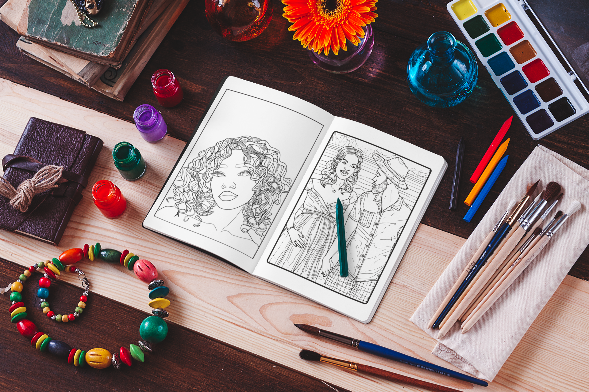 Afro-American Women Adults Coloring Book