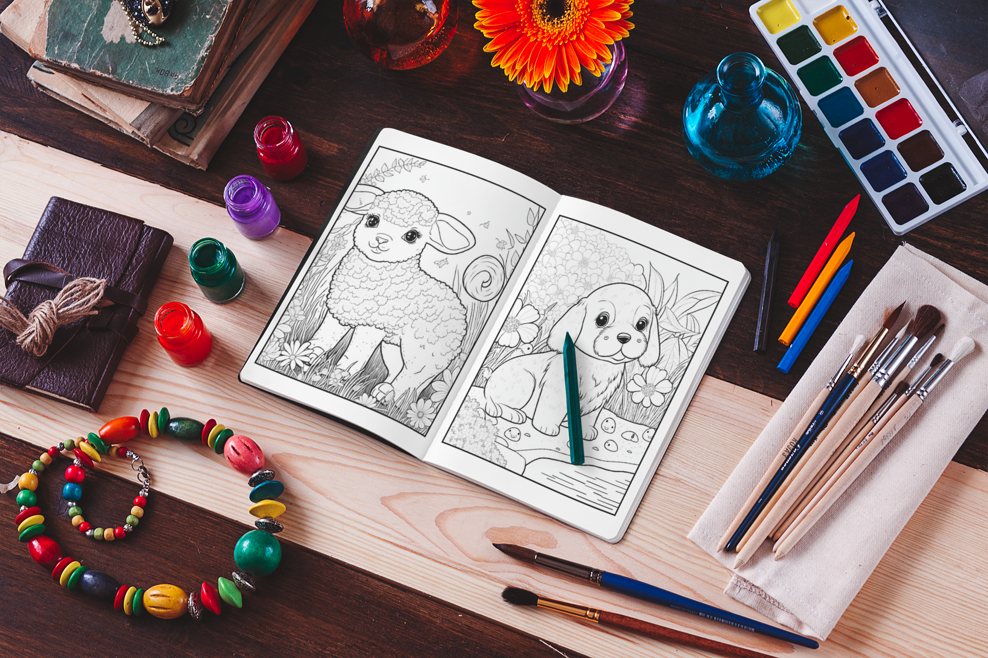 Adorable Animals Coloring Book