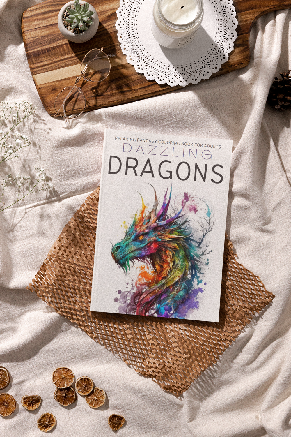 Dazzling Dragons: Relaxing Fantasy Coloring Book for Adults