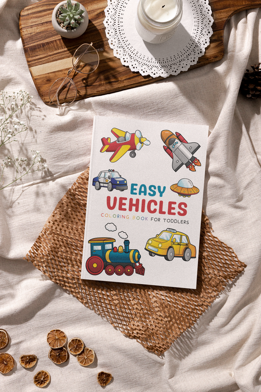 Easy Vehicles Coloring Book for Kids & Toddlers