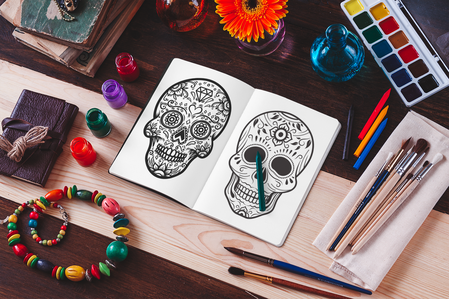 Fun Sugar Skulls Coloring Book