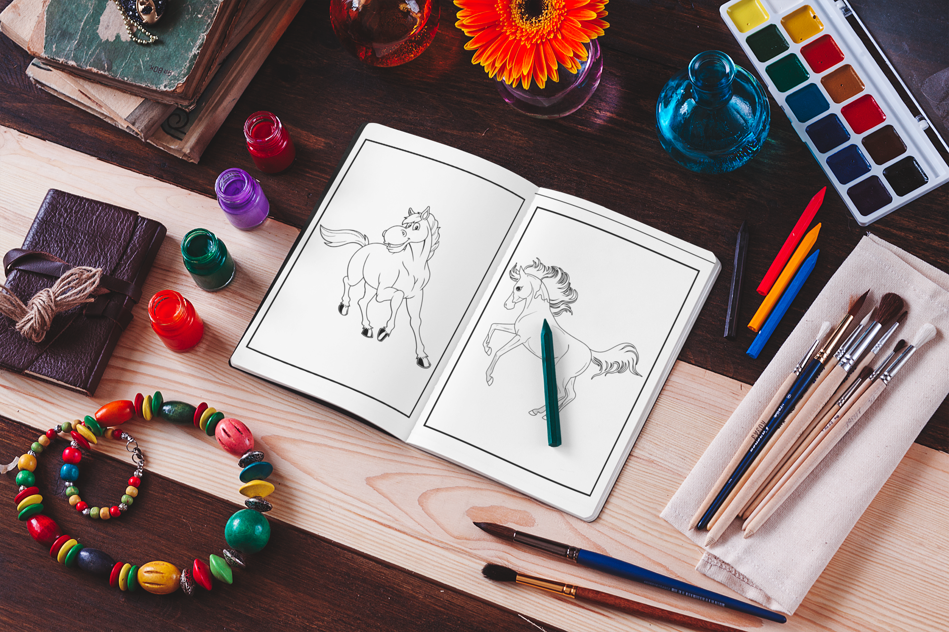 Horses Coloring Book for Girls