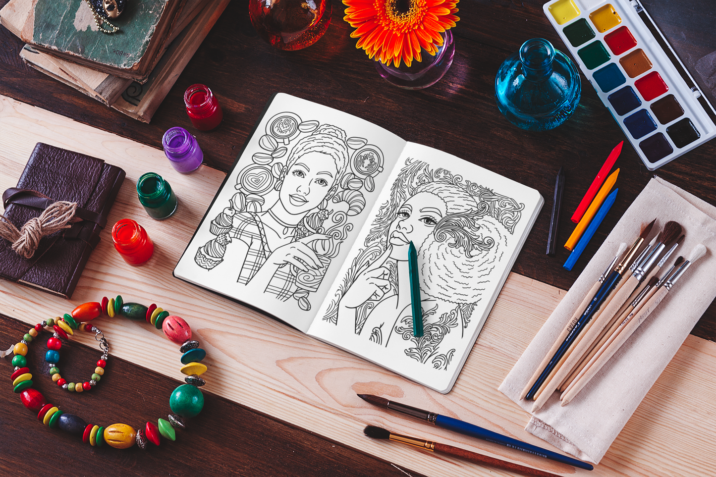 Relaxing Black Women Coloring Book