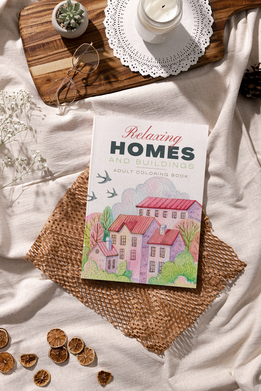 Relaxing Homes and Buildings Adult Coloring Book