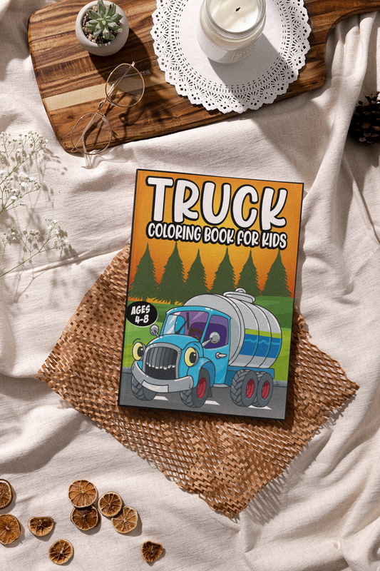 Truck Coloring Book for Kids Ages 4-8