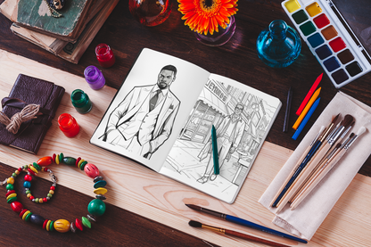 Afro-American Men Adults Coloring Book