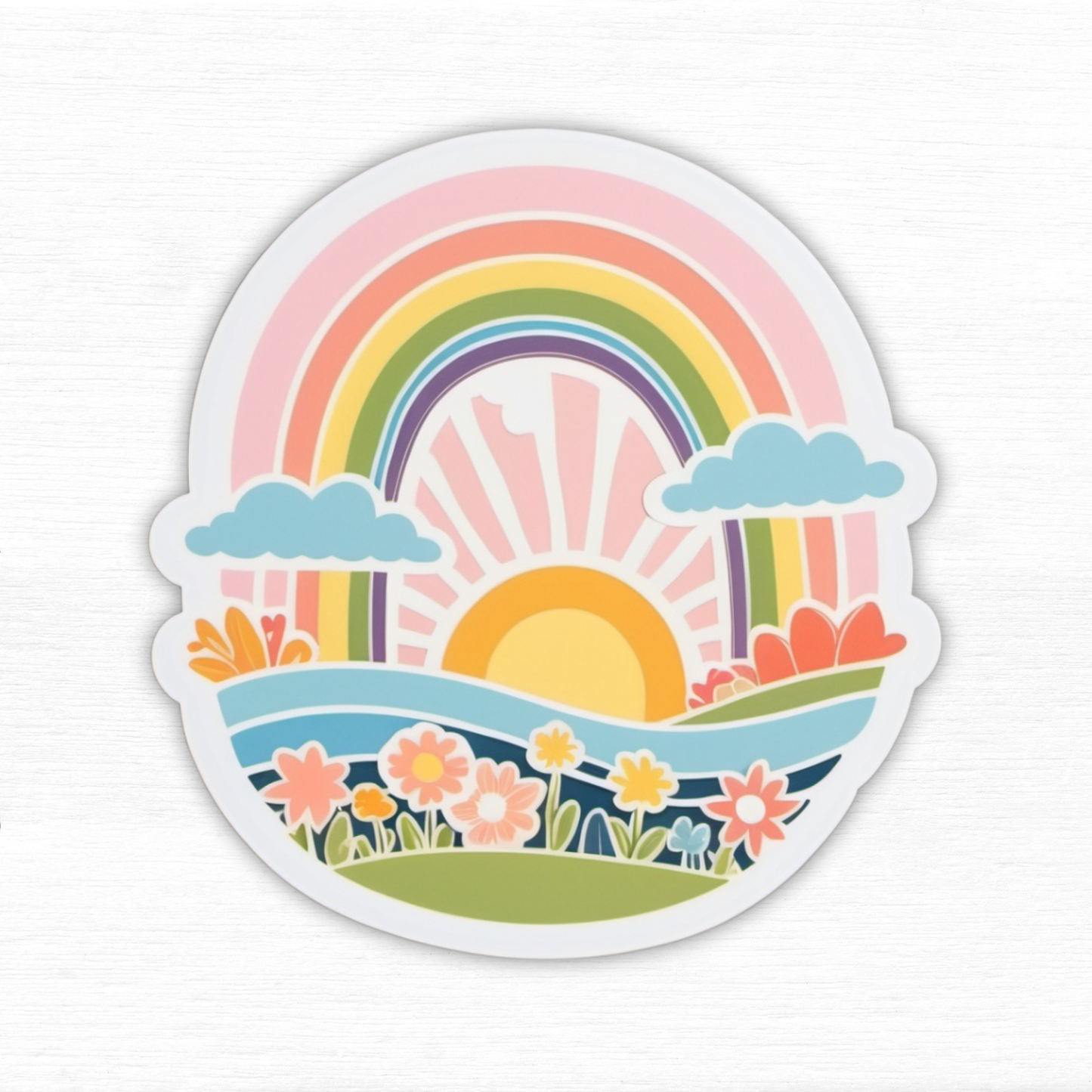 Sunniest Day Retro Rainbow Pastel Sticker
