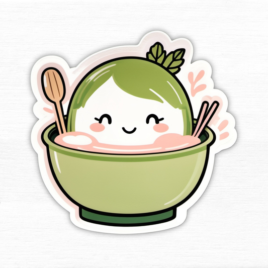 Whimsical Matcha Mood Bowl Vinyl Sticker