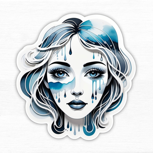 Liquid Dreams Abstract Face Vinyl Sticker