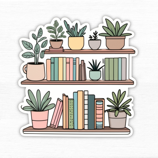 Cool Bookshelf Vinyl Sticker