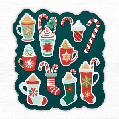 Merry Delights: Festive Holiday Motif Sticker