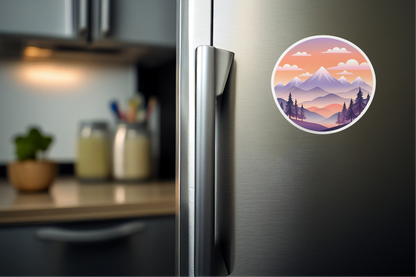 Pastel Sunset Mountain Getaway | Nature Aesthetic Vinyl Sticker