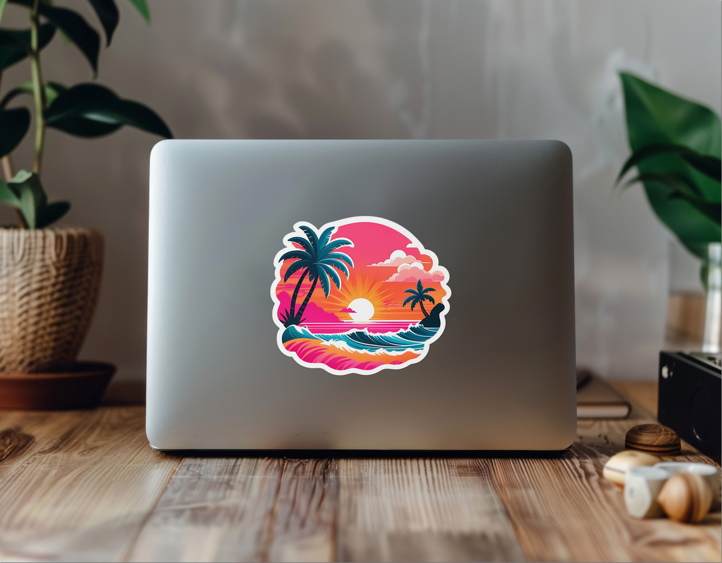 Vibrant Beach Sunset Aesthetic Vinyl Sticker