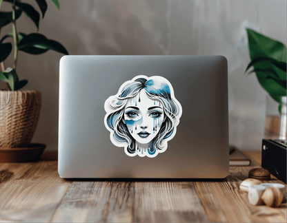 Liquid Dreams Abstract Face Vinyl Sticker