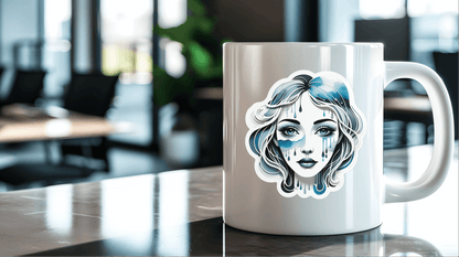 Liquid Dreams Abstract Face Vinyl Sticker