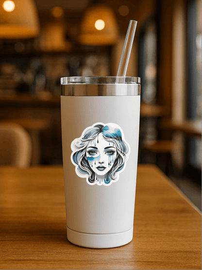 Liquid Dreams Abstract Face Vinyl Sticker