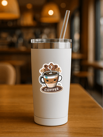 Powered by Coffee Sitcom Style Sticker