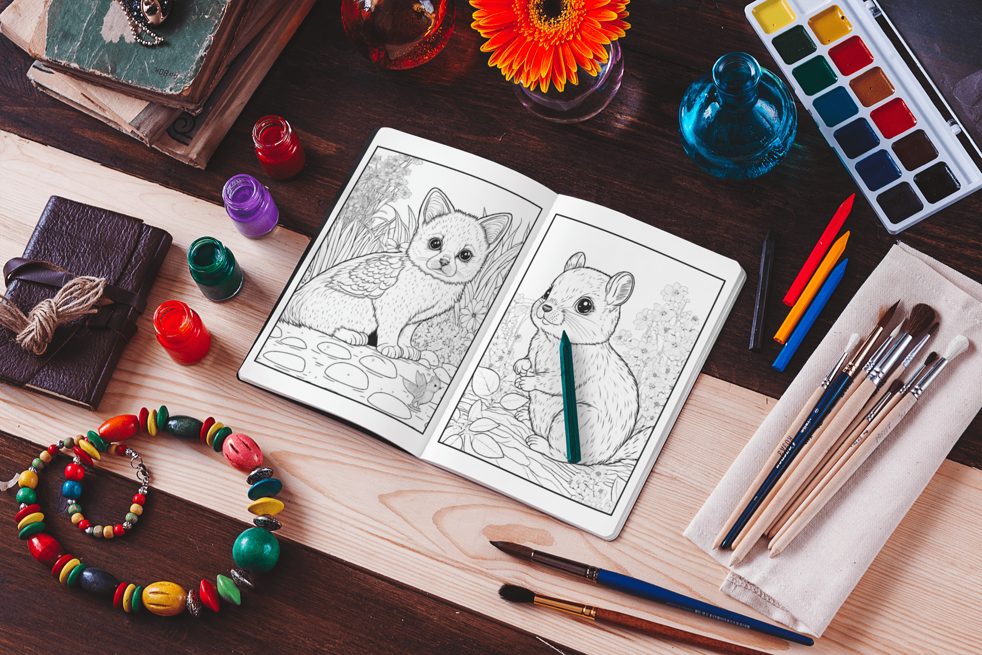 Adorable Animals Coloring Book - Harris Creative Designs