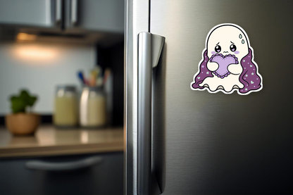 Anxiety Ghost Pack flat magnet on a refrigerator — ruffle-wrap revision