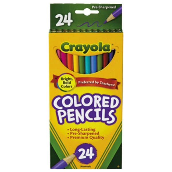 Crayola 24ct Pre - Sharpened Colored Pencils: Multicolor, Non - Toxic, School Supplies for Kids - Harris Creative Designs