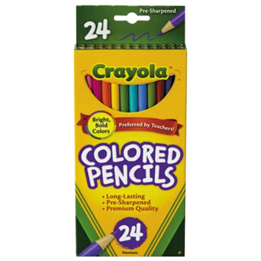 Crayola 24ct Pre - Sharpened Colored Pencils: Multicolor, Non - Toxic, School Supplies for Kids - Harris Creative Designs